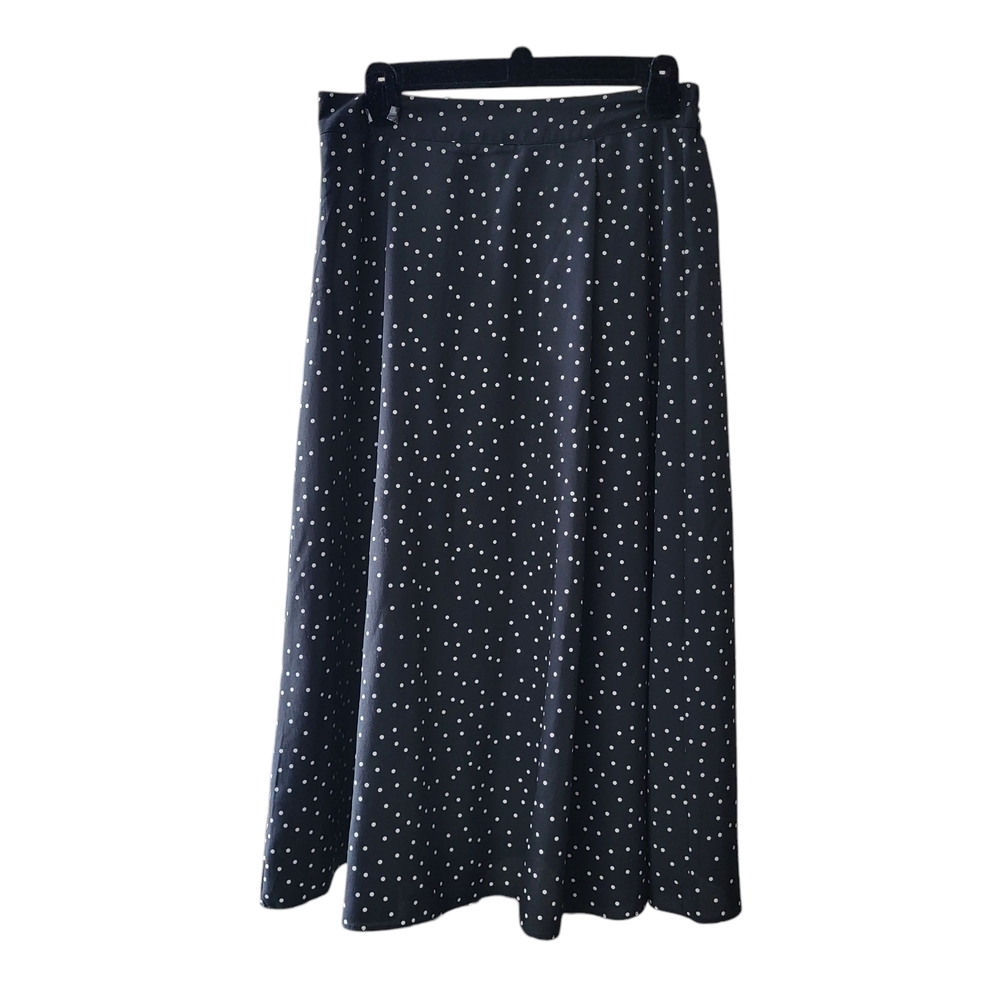 Oak & Fort Elegant.Maxi Black Polka Dot Skirt Small To Medium